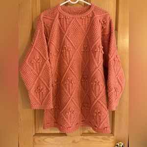 Hand made wool knit pull over sweater